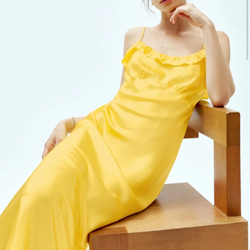Reformation Aribella Silk Lemon Lily Maxi Slip Dress Nwt